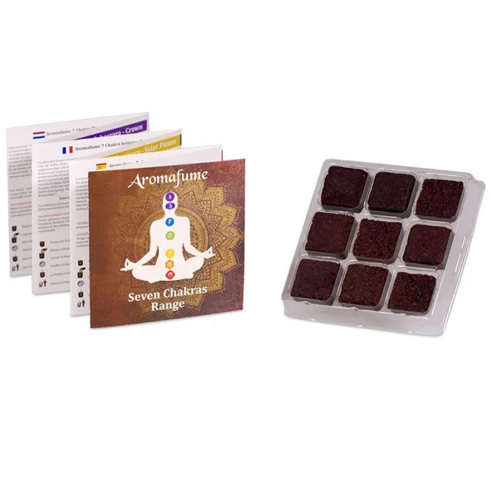 Briques d'encens Aromafume avec notice, 100% naturelles. Kit énergétique chakra, affirmations et rituel mantra du matin.