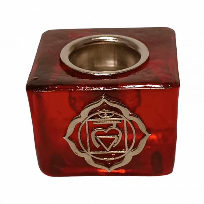 Bougeoir verre chakra racine muladhara, conçu pour créer une ambiance apaisante et équilibrée. A retrouver dans la catégorie Culture du Bien-Être. Kit énergétique chakra, affirmations et rituel mantra du matin.