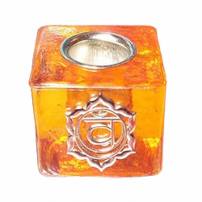 Bougeoir verre chakra sacré svadhisthana, conçu pour créer une ambiance apaisante et équilibrée. A retrouver dans la catégorie Culture du Bien-Être. Kit énergétique chakra, affirmations et rituel mantra du matin.