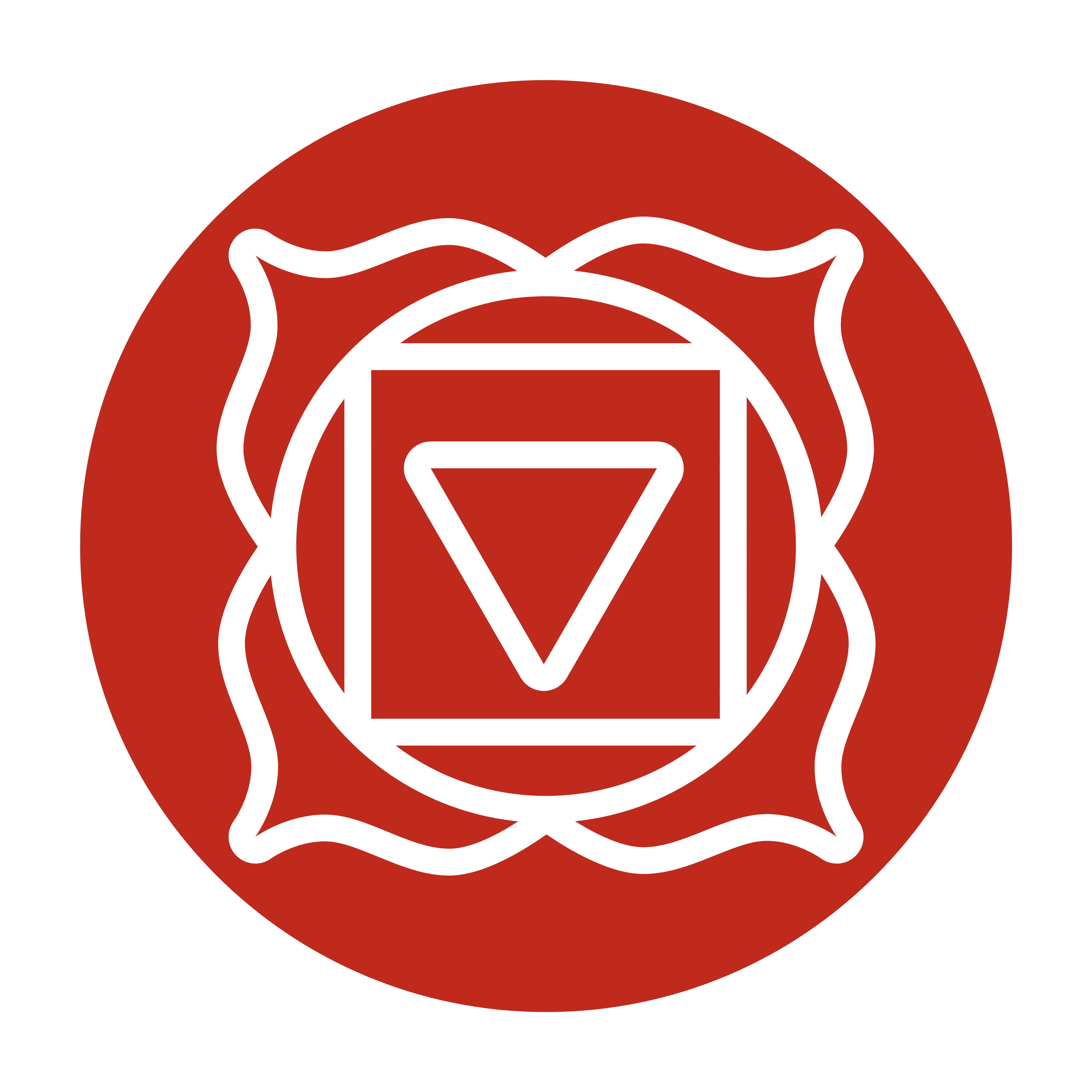 Symbole du chakra racine Muladhara rouge, associé à la sécurité, l’ancrage et la stabilité énergétique. Un chakra essentiel pour s’enraciner et ouvrir ses chakras.