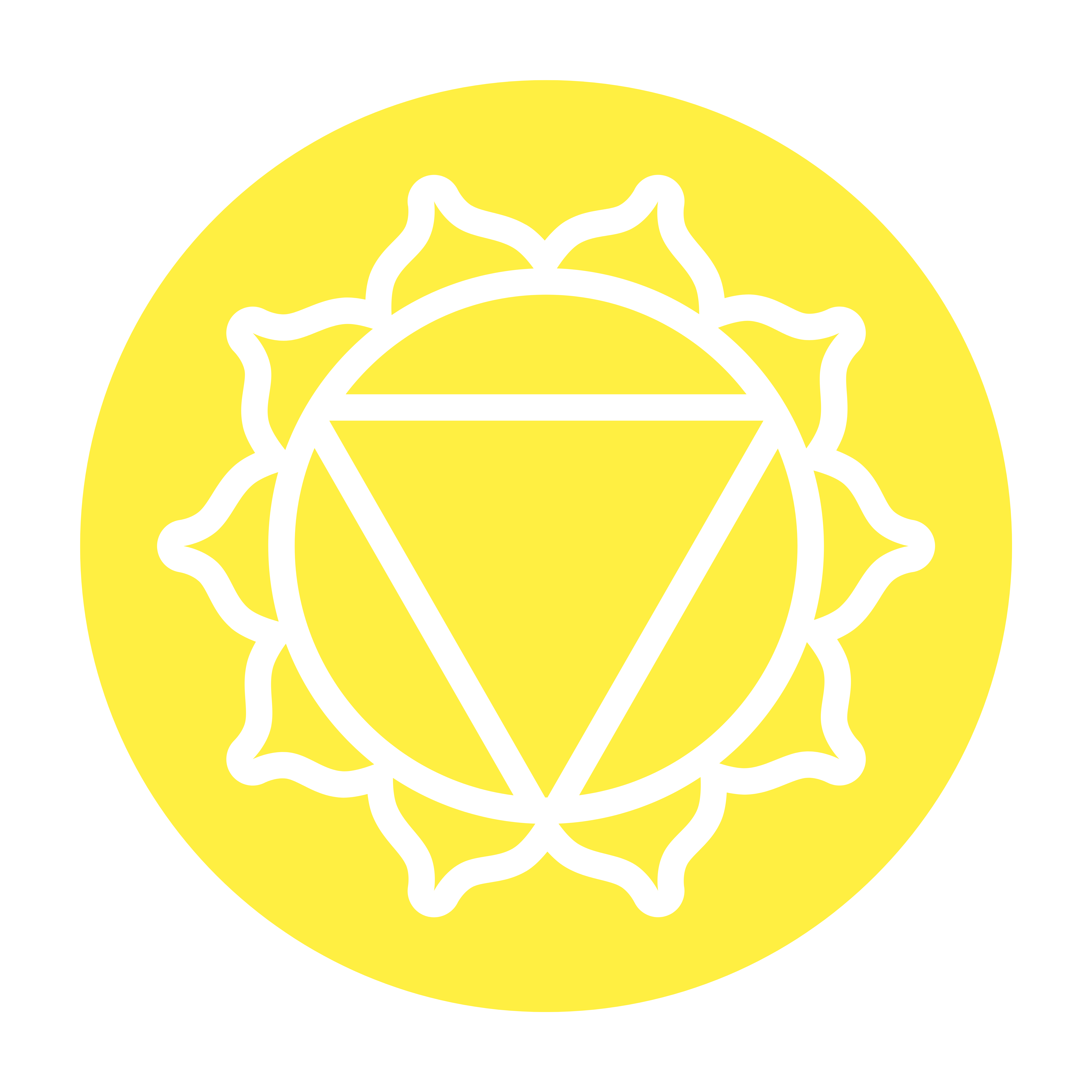 Symbole jaune du chakra du plexus solaire Manipura, centre de la volonté, de la confiance et de l’affirmation de soi. Parfait pour booster son énergie.