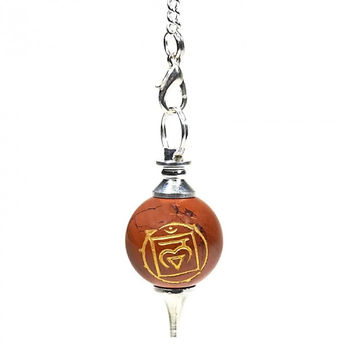 Pendule des chakras en jaspe rouge pour le 1er chakra Muladhara, utilisé pour l'équilibre de l'énergie racine et la guérison énergétique. A retrouver dans la catégorie Culture du Bien-Être. Kit énergétique chakra, affirmations et rituel mantra du matin.