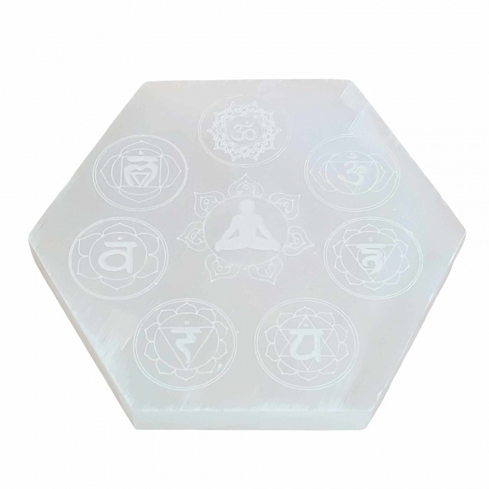 Kit Chakra Nomade. Plaque sélénite chakra imprimé, pour rechargement énergétique. A retrouver dans la catégorie Culture du Bien-Être.