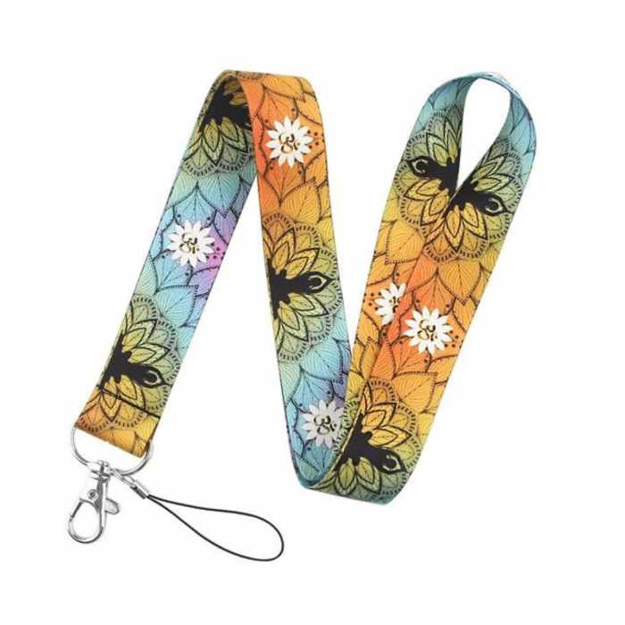 Lanyard au motif OM coloré à utiliser en porte badge, porte-clés ou carte de sport. A retrouver dans la catégorie Élégance Vibratoire.avec style et énergie positive. Kit énergétique chakra, affirmations et rituel mantra du matin.