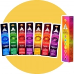 Pack d'encens des 7 Chakras de la marque SAC, un coffret contenant sept paquets d'encens, chacun dédié à un chakra spécifique et au parfum naturel. Kit énergétique chakra, affirmations et rituel mantra du matin.