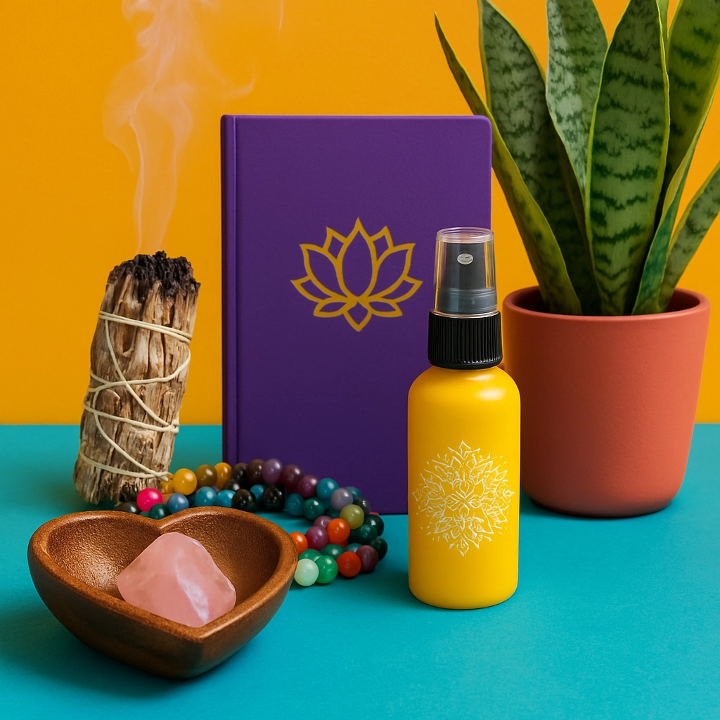 chakras-tonics-a-propos Illustration de l’univers Chakrastonics : objets rituels, couleurs des chakras et énergie bienveillante représentant à propos de nos engagements, missions et nos valeurs.