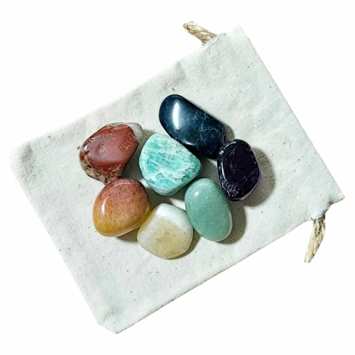Kit Chic Tonic et nomade Lot de 7 pierres des chakras AB pour te réaligner et te recentrer.