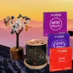 Kit éclat de vie bien-être avec brûleur à encens, brique parfumée et arbre à pierres précieuses colorées – ambiance zen, vibrante et stylée. Kit rituel énergétique chakra, affirmations et rituel mantra du matin.