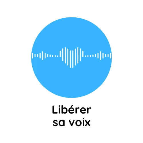 Icone représentant le chakra de la gorge avec une onde sonore en forme de cœur sur fond bleu clair. Pour harmoniser ses chakras et la la communication fluide et l’expression et la vérité..