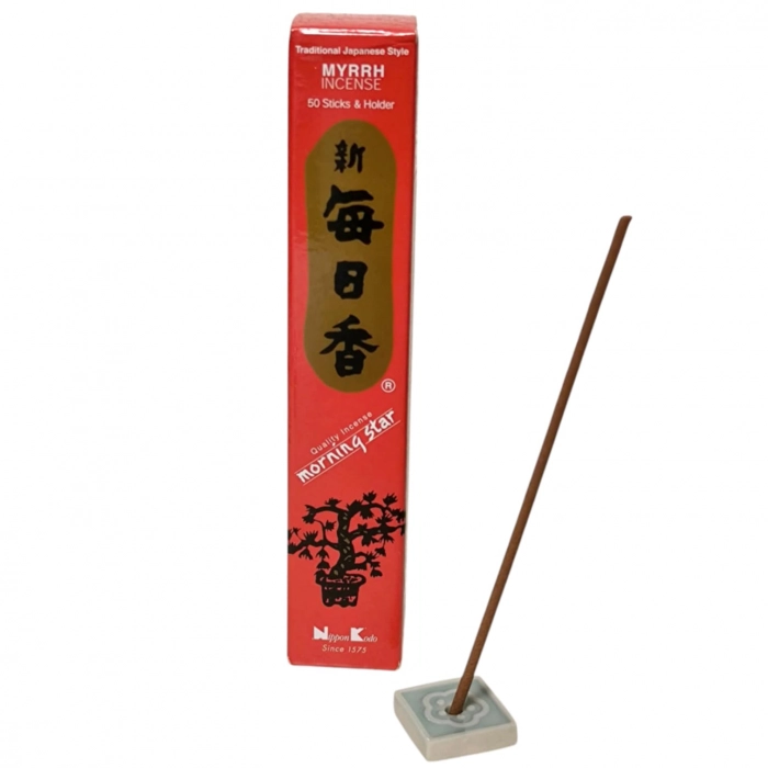 Boîte d'encens japonais Morning Star à la myrrhe avec support en céramique
