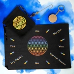 Kit Éveil Intuition avec pendule améthyste, tapis divinatoire à pendule fleur de vie et accessoires Ajna chakra.